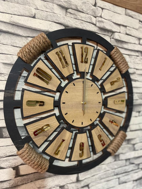 Lavintadesign Kişiye Özel Ahşap Dekoratif Duvar Saati 50 cm - 3