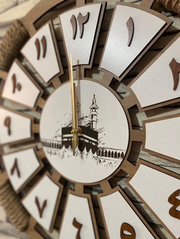 Lavintadesign Ahşap Duvar Saati İsme Özel Arapça Rakamlı 40 cm - 5