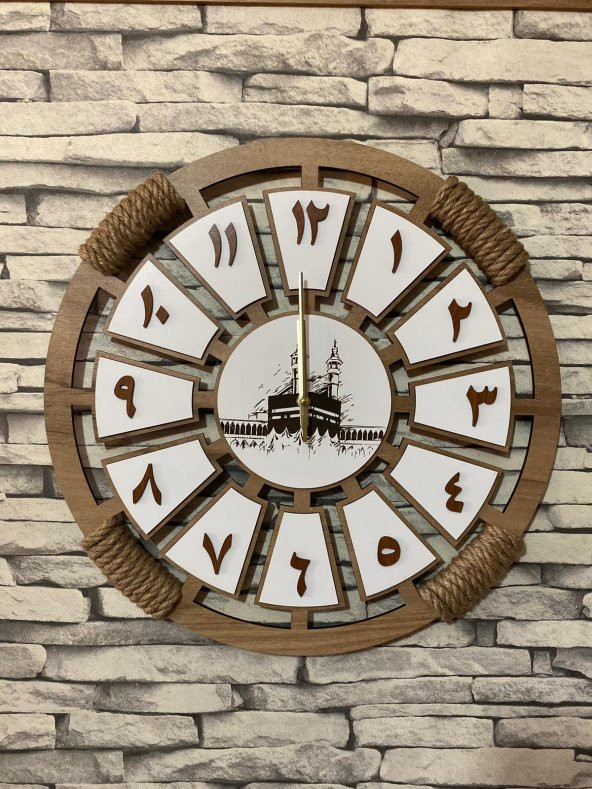 Lavintadesign Arapça Rakamlı Dekoratif Ahşap Duvar Saati 50 cm - 5