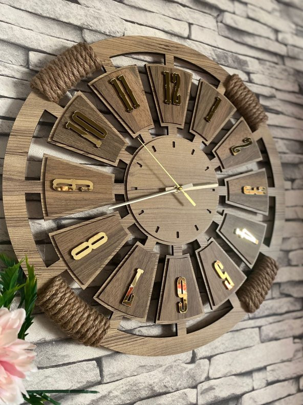 Adapromosyon Hediyelik Dekoratif Ahşap Duvar Saati 40 cm
