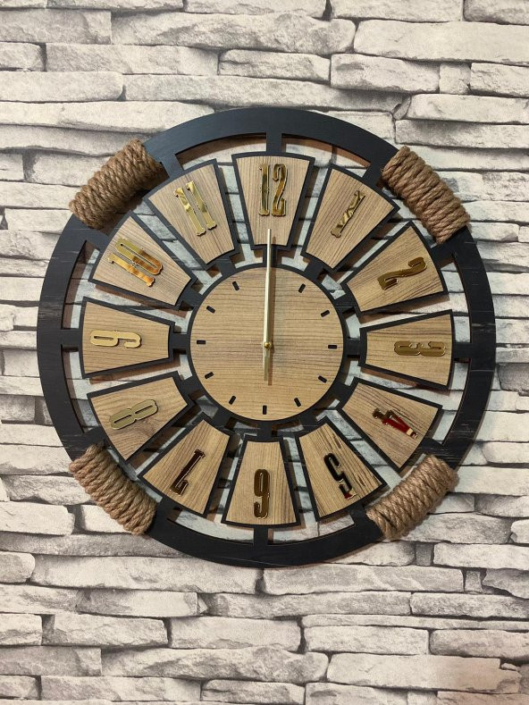 Lavintadesign Dekoratif Ahşap Halatlı Duvar Saati - 4