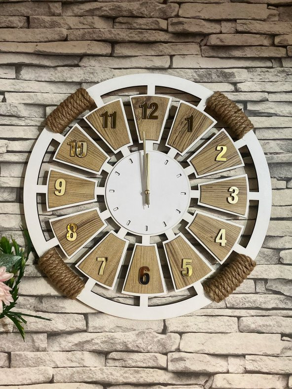 Adapromosyon Dekoratif Ahşap Halatlı Duvar Saati 40 cm - 2