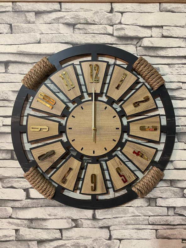 Lavintadesign Kişiye Özel Ahşap Dekoratif Duvar Saati 50 cm - 4