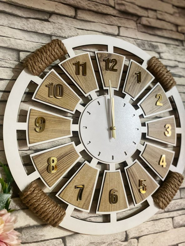 Adapromosyon Dekoratif Ahşap Halatlı Duvar Saati 40 cm - 3