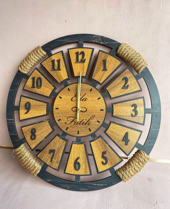Adapromosyon Dekoratif Ahşap İsme Özel Duvar Saati