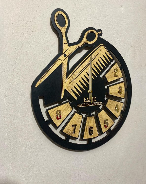 Adapromosyon Kuaförlere Özel Ahşap Duvar Saati