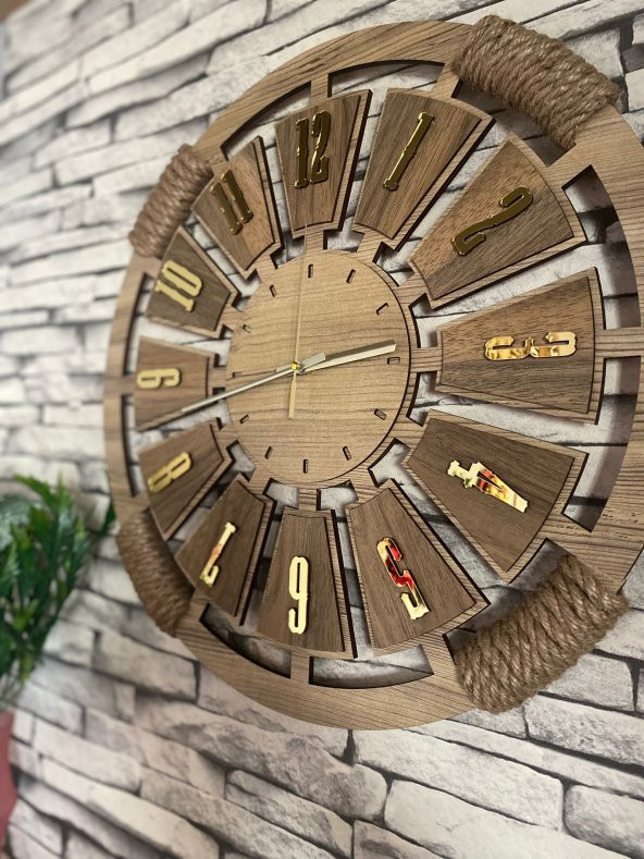 Adapromosyon Dekoratif Ahşap Halatlı Duvar Saati 50 cm - 5