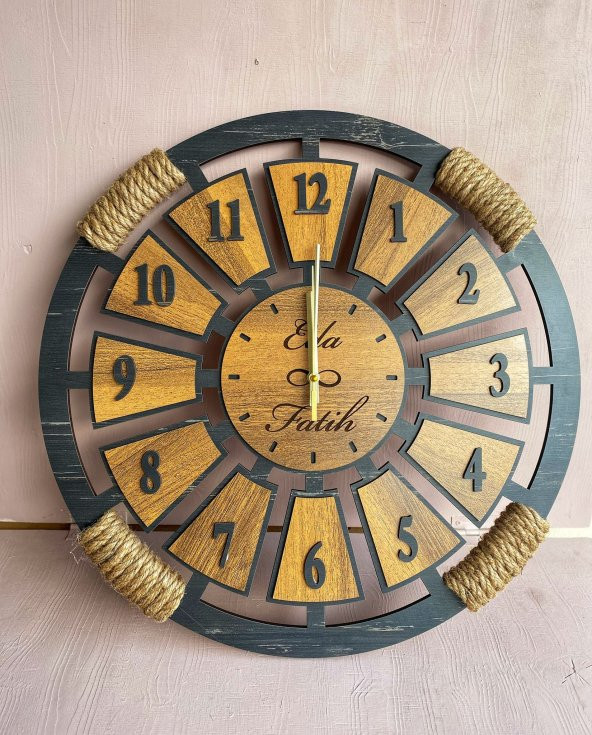 Adapromosyon Dekoratif Ahşap İsme Özel Duvar Saati - 3