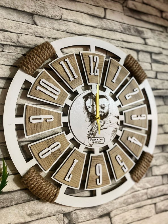 Adapromosyon Resimli Hediyelik Dekoratif Ahşap Duvar Saati 50 cm - 2