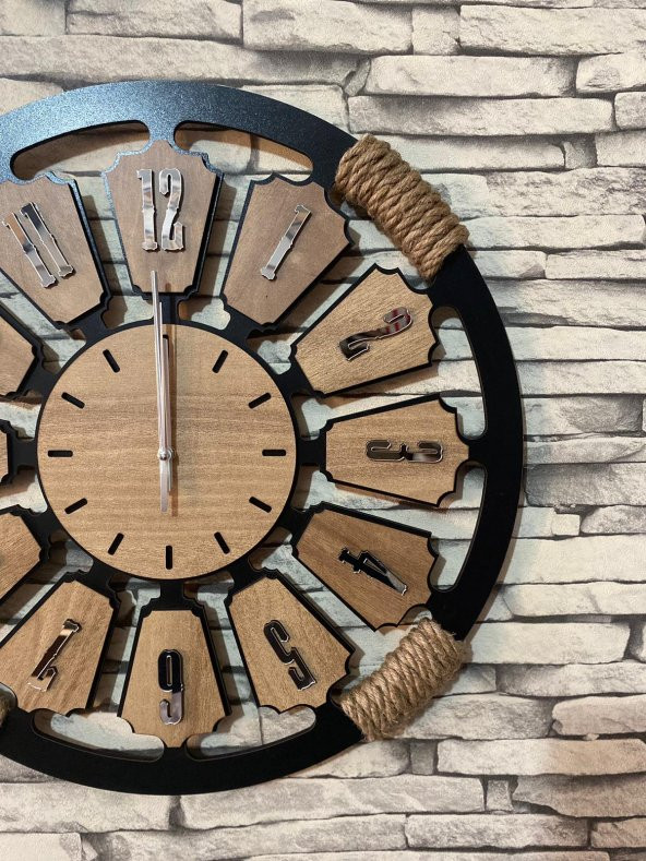 Lavintadesign Dekoratif Ahşap Halatlı Duvar Saati - 2