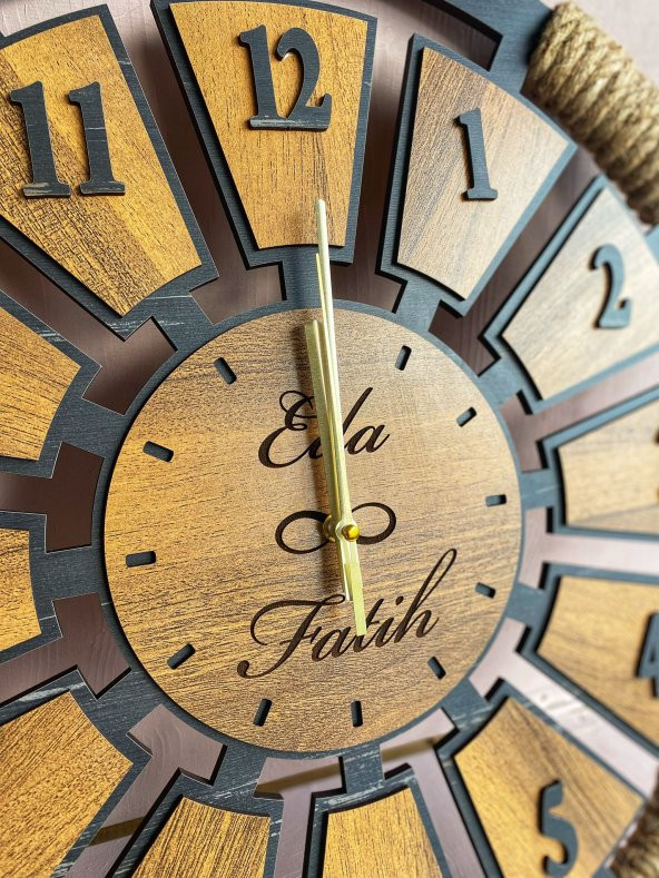 Adapromosyon Dekoratif Ahşap İsme Özel Duvar Saati - 4