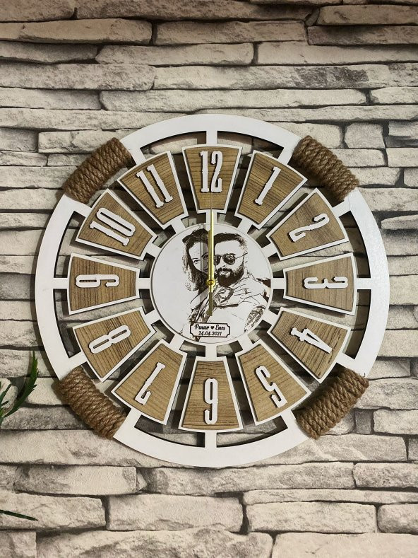 Adapromosyon Resimli Hediyelik Dekoratif Ahşap Duvar Saati 50 cm - 4