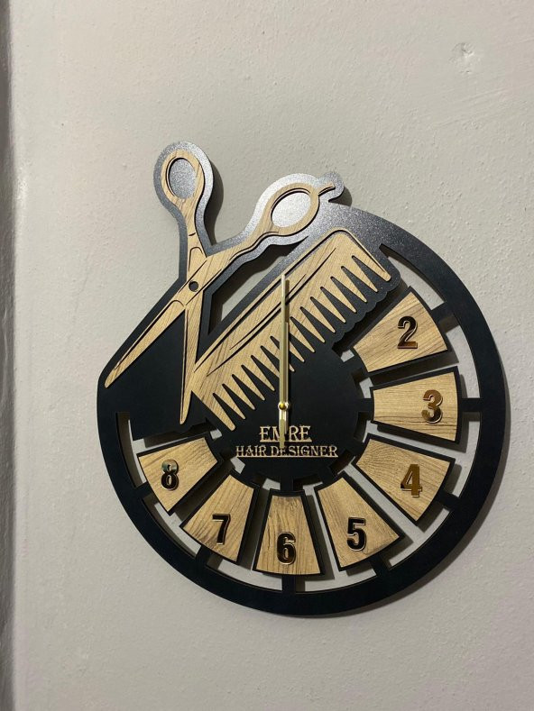 Adapromosyon Kuaförlere Özel Ahşap Duvar Saati - 3