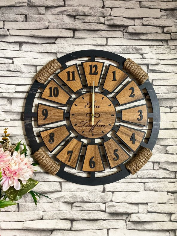 Adapromosyon Kişiye Özel Hediyelik Dekoratif Ahşap Duvar Saati 50 cm - 3
