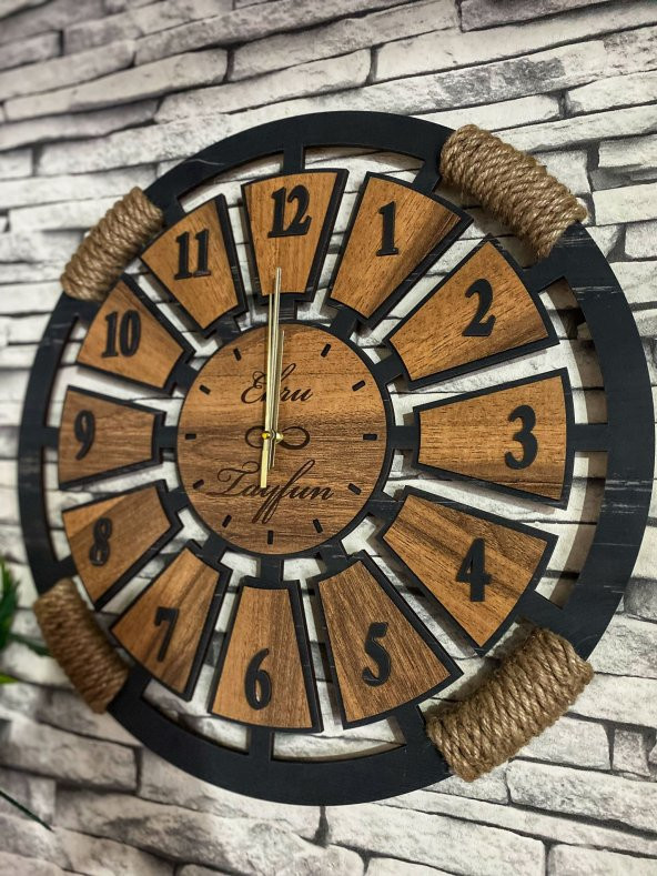 Adapromosyon Kişiye Özel Hediyelik Dekoratif Ahşap Duvar Saati 50 cm - 4