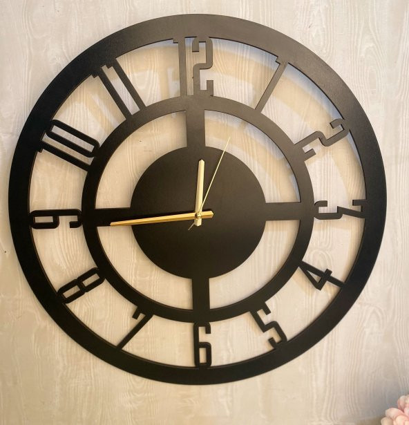 Adapromosyon Dekoratif Ahşap Duvar Saati Siyah 40 cm - 2