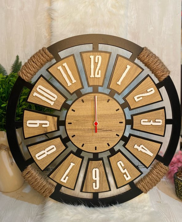 Adapromosyon Dekoratif Ahşap Duvar Saati 40 cm