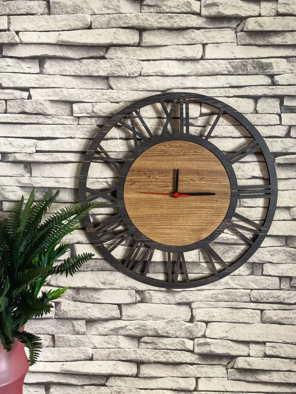 Adapromosyon Lavinta54 Dekoratif Ahşap Duvar Saati 50 cm