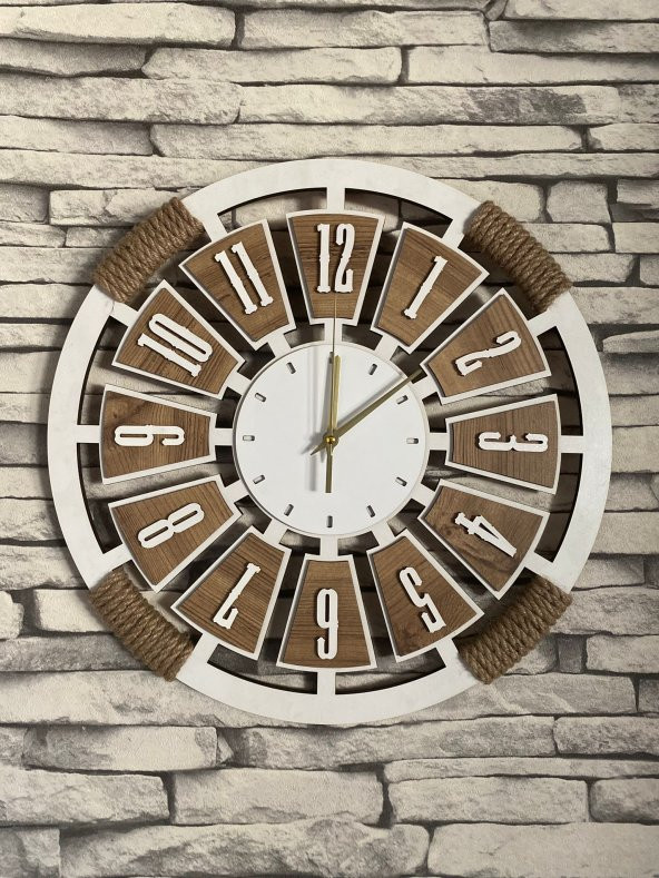 Adapromosyon Ahşap Halatlı Dekoratif Duvar Saati 50 cm - 3