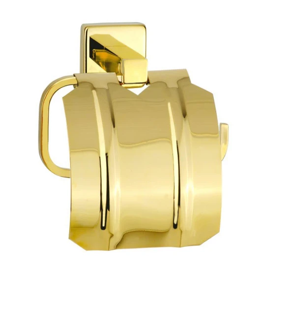 Ucce Akdeniz Geniş Kapaklı Tuvalet Kağıtlık Gold Altın