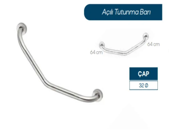 Sukar Açılı Tutunma Barı Q32 Paslanmaz