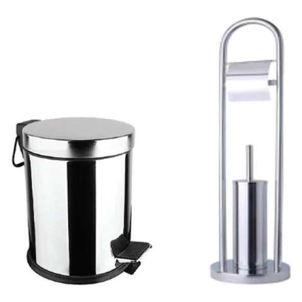 Maxiflow Ayaklı Banyo Wc Set + 3 lt Çöp Kovası Banyo Seti