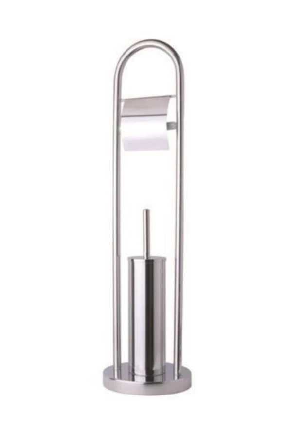 Banyo Wc Tuvalet Krom Ayaklı Fırçalık Seti Paslanmaz Kağıtlıklı 304k.72