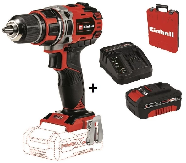 Einhell TE-CD 18/50 Li BL Kömürsüz Matkap Vidalama + 4.0 Ah Starter Kit + Çanta