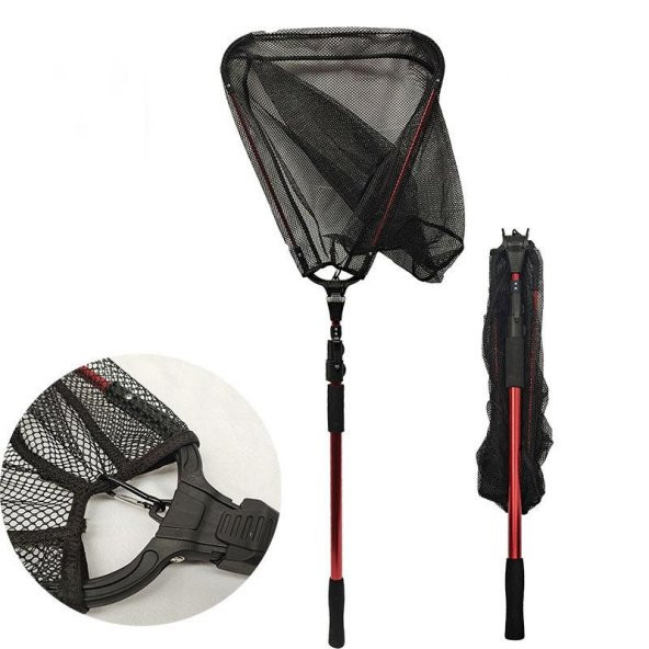 Valkyrie  180 cm Katlanabilir Teleskopik Alüminyum Alaşım 40x40 Kırmızı Balık Kepçesi - 3