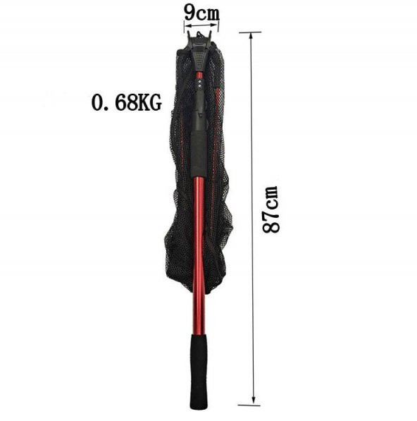 Valkyrie  180 cm Katlanabilir Teleskopik Alüminyum Alaşım 40x40 Kırmızı Balık Kepçesi - 7