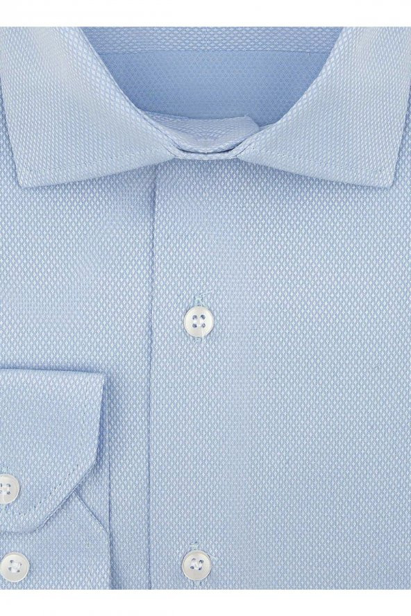 Gm2025000198 Klasik Yaka Regular Fit Armürlü Mavi Erkek Gömlek - Resim 2