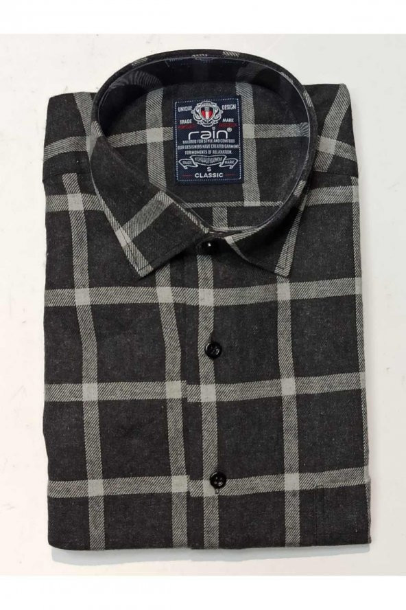 RAİN EXCLUSİVE RAHAT KALIP TEK CEPLİ KIŞLIK KARELİ RETRO GÖMLEK - Resim 2