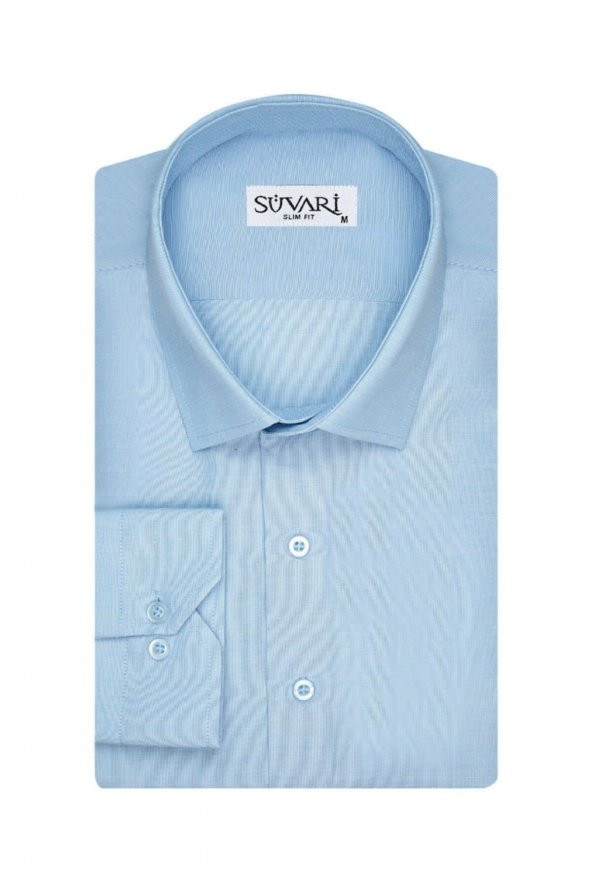 Slim Fit Soluk Mavi Erkek Gömlek