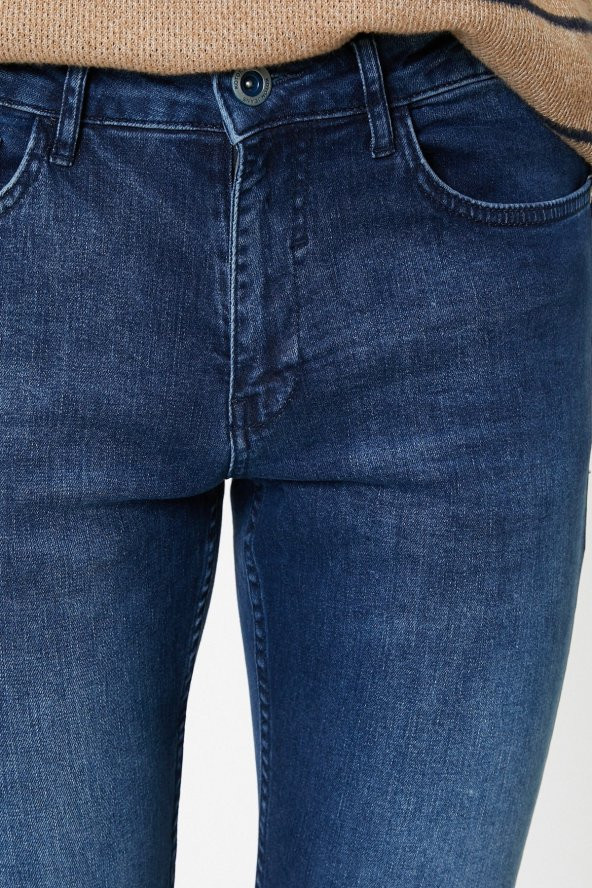Erkek Mavi Super Skinny Cepli Pantolon - 5