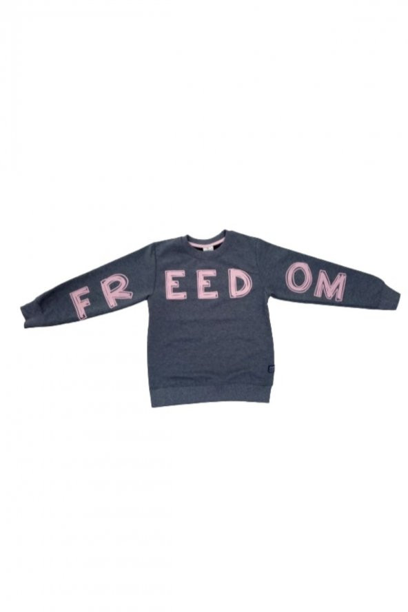 Kız Çocuk Freedom Desenli Mevsimlik Sweatshirt