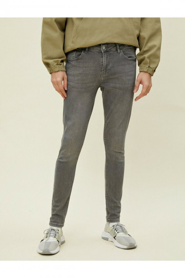 Erkek Gri Justin Super Skinny Fit Jean Pantolon - 3