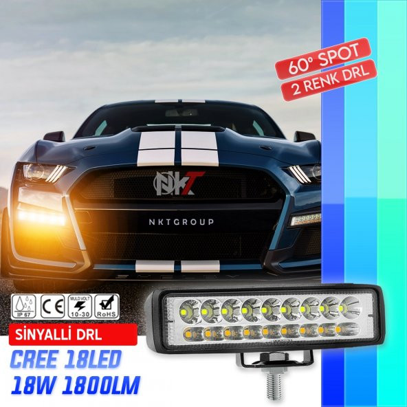 18 Led 54 W Beyaz 3 Modlu Turuncu Beyaz Çakarlı Gündüz Ledi Off Road Far Çalışma Lambası Sis Lambası