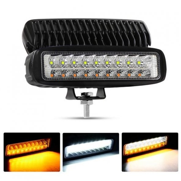 18 Led 54 W Beyaz 3 Modlu Turuncu Beyaz Çakarlı Gündüz Ledi Off Road Far Çalışma Lambası Sis Lambası - 7