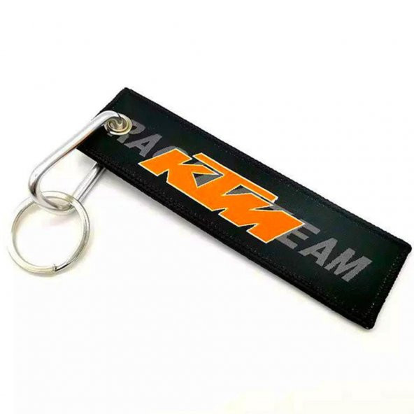 KTM Çift Taraflı Dokuma Kumaş Karabina Motosiklet Anahtarlık - 2