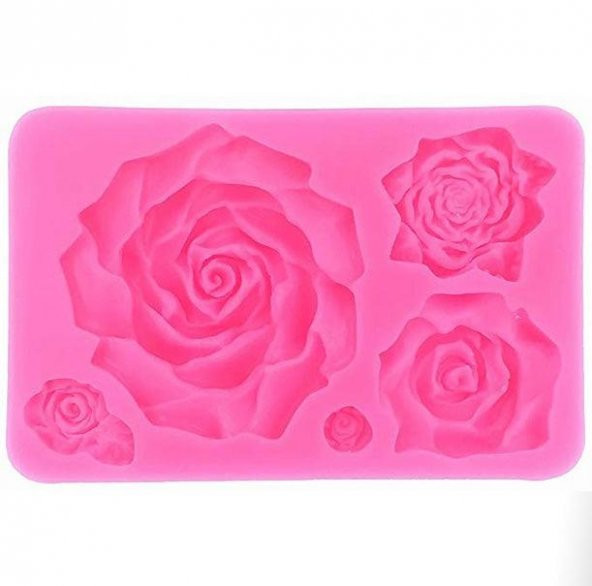 SİLİKON KALIP GÜL 5 Lİ PEMBE