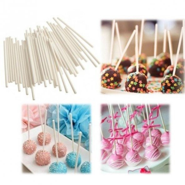 CAKEPOPS  ÇUBUĞU PLASTİK BEYAZ 100 LÜ