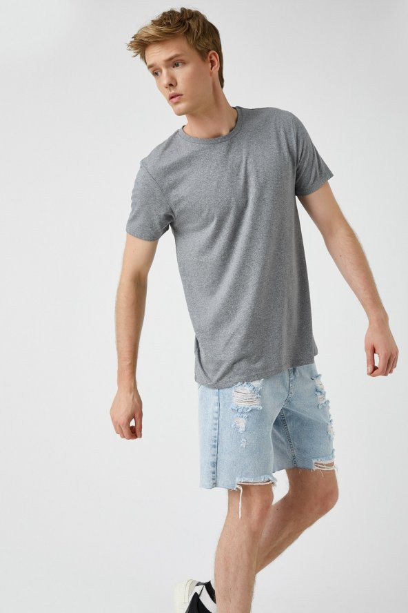 Erkek Gri T-Shirt 2KAM12136LK - Resim 4