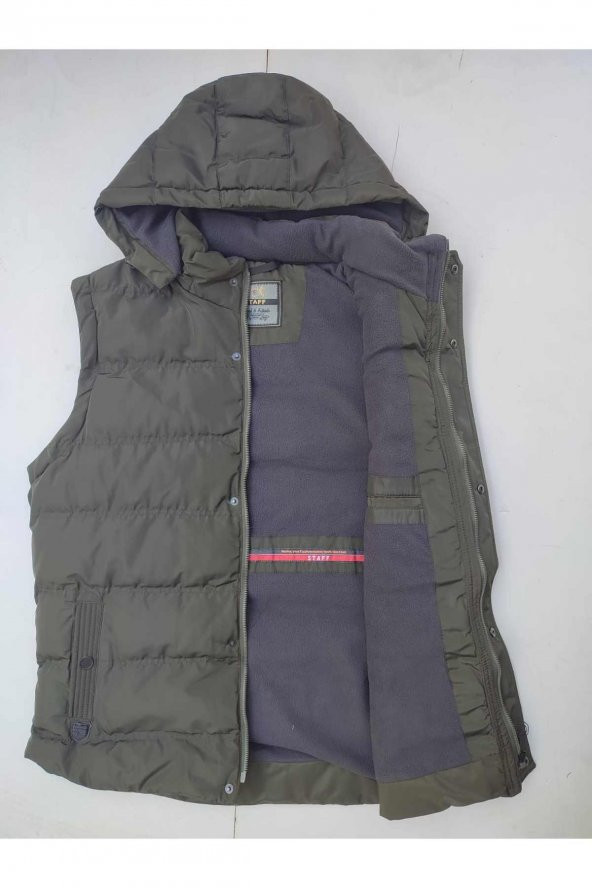 BLUESMODA STAFF İÇİ POLARLI KAPÜŞONLU YELEK - 4