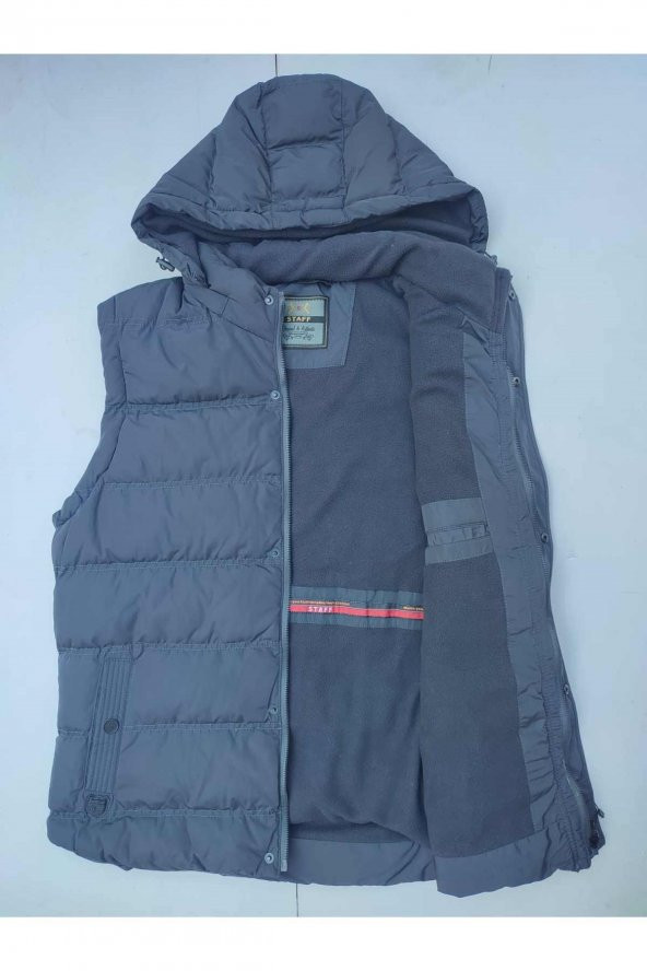 BLUESMODA STAFF İÇİ POLARLI KAPÜŞONLU YELEK - 8