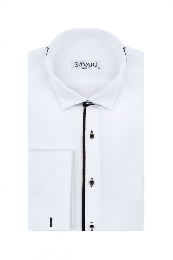 Slim Fit Ata Yaka Beyaz Erkek Gömlek