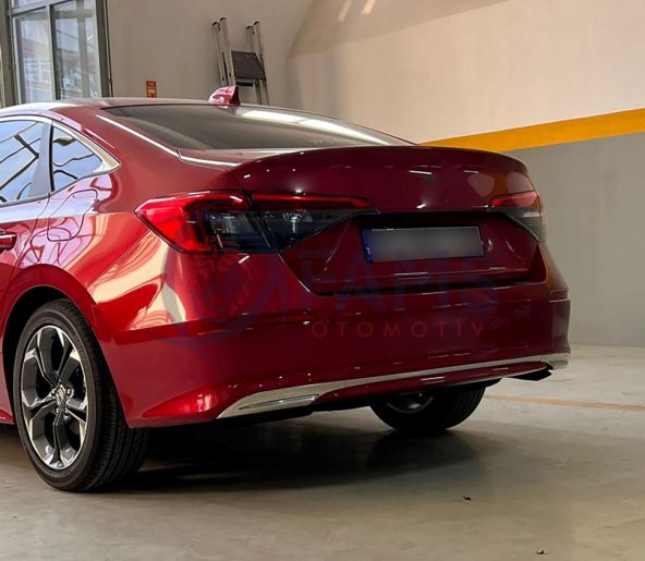 FAMS OTO AKSESUAR Honda Civic Krom Arka Difüzör 3 parça 2021 Üzeri Paslanmaz Çelik - Resim 3