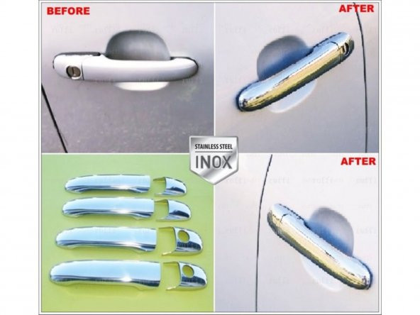Leonacs Fams Otomotiv VW Polo Classic Krom Kapı Kolu 4 Kapı 1994-2001 arası Paslanmaz Çelik - 1