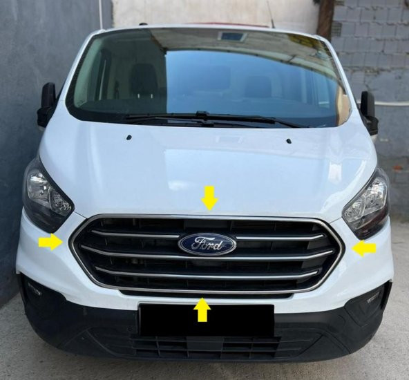 Leonacs Fams Otomotiv Ford Custom Krom Ön Panjur+Çerçeve 8 parça 2018 ve üzeri Paslanmaz Çelik