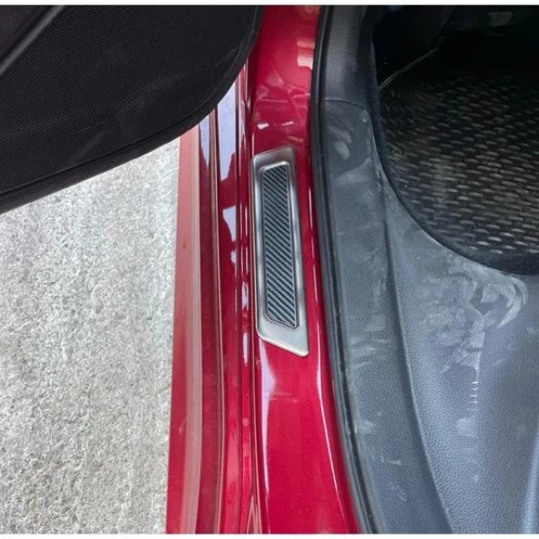 Leonacs Fams Otomotiv Mercedes C-Class W204 Krom+Karbon Kapı Eşik Koruması 4 parça 2007-2011 arası uyumlu - 2