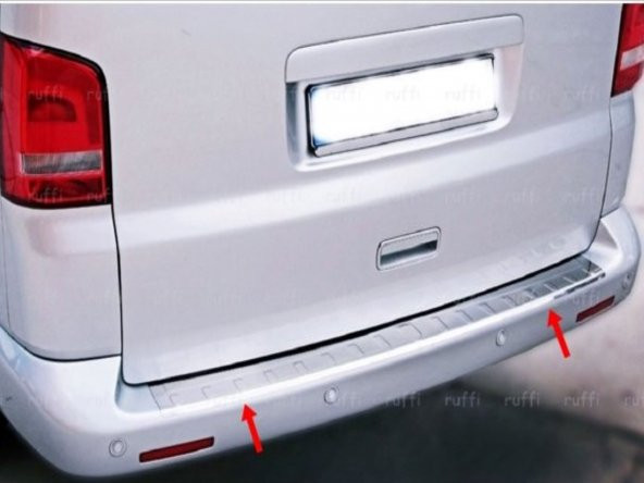 Leonacs Fams Otomotiv VW T6 Transporter Krom Arka Tampon Üstü Koruma 2015 ve üzeri Paslanmaz Çelik